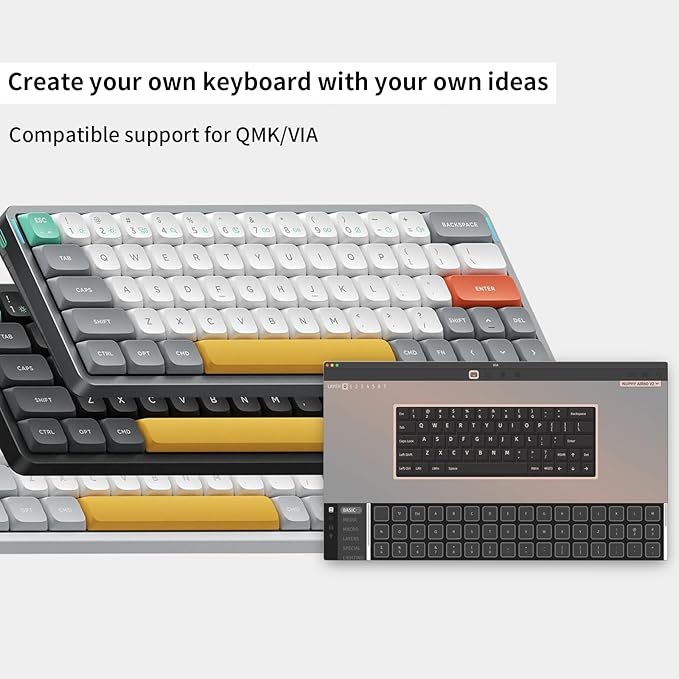 nuphy Air60 V2 Portable Wireless Keyboard 60% Low Profile Mechanical Keyboard Support QMK/VIA Compatible with Windows/mac OS/Linux Supports Bluetooth 5.1/2.4GHz/Wired (USB-C) Gateron Aloe Switch