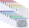 Oaimyy-16Pcs,5"x 7"- Mesh Zipper Pouch Document Folders Bag Plastic Zip File Folders for Office Supplies, Travel,Puzzles Games Organizing Storage Bags Multicolor