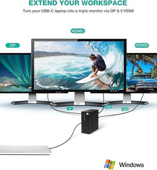 Tiergrade USB C Docking Station Dual Monitor for Windows/macOS, 17 in 1 Triple Display Laptop Docking Station, USB-C Dock with Dual 4K HDMI, DP, S/PDIF, 6 USB Ports, Ethernet, Audio, SD/TF, 60W PD