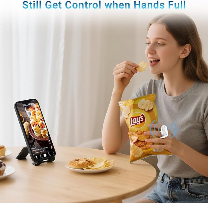 Wireless Ring Phone Zoom Remote for iPhone Android Camera Accessories, Phone Front/Rear Camera Flip Shutter, Content Creator Must Have Selfie Essentials for Tiktok YouTube Photo Video Recording