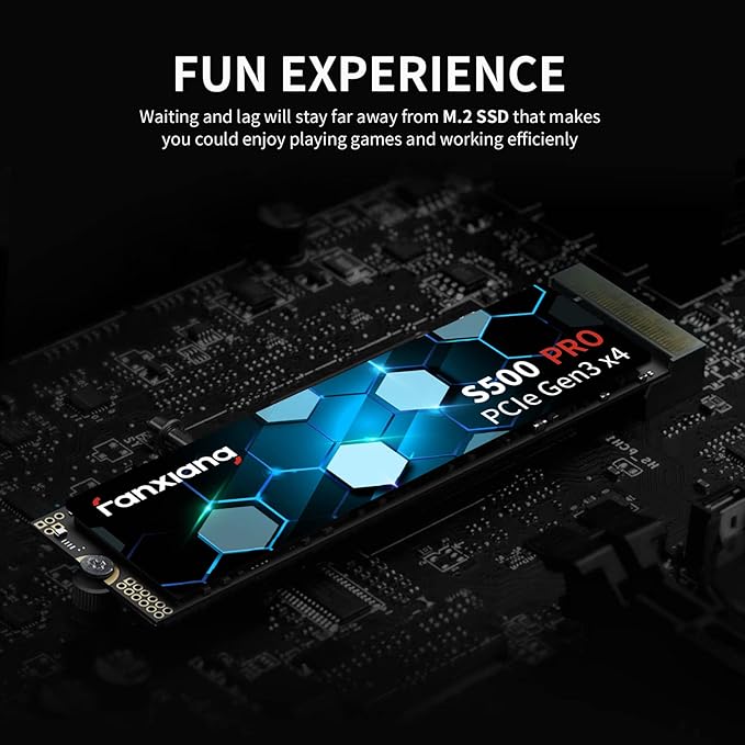 S500 Pro 256GB NVMe SSD M.2 PCIe Gen3x4 2280 Internal Solid State Drive, SLC Cache 3D NAND TLC, Up to 3200MB/s, Compatible with Laptop and PC Desktops(Black)