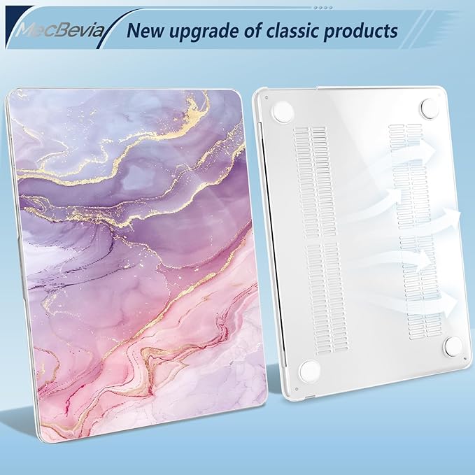 Compatible with MacBook Air 15 inch Case, M4 A3241/M3 A3114/M2 A2941 (Released 2025 to 2023), Hard Shell, Keyboard Cover, Screen Protector, Webcam Cover & Type-C Adapter, Pink Marble