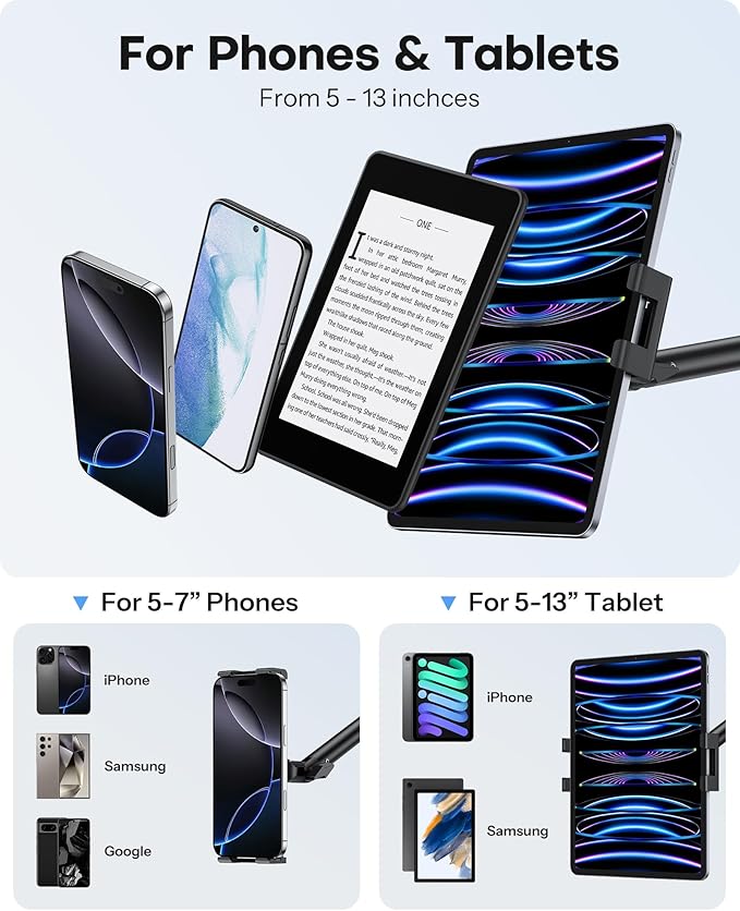 OMOTON Adjustable Tablet Stand for Desk, Tablet Mount for iPad, Phone Holder for Bed with 360° Rotation Fits for 4.7-11" iPad Pro, Air/Mini, Kindle and Phones
