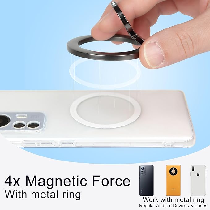 Magnetic Phone Grip for MagSafe, EI Sonador Magnet Phone Ring Holder, Removable, Compatible with iPhone 14 Plus 13 12 Pro Max Mini (Diamond Black)