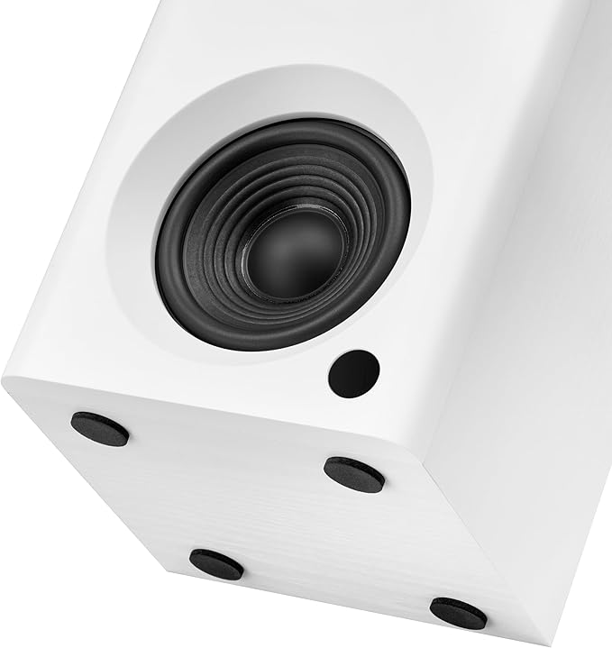 NSY Audio 4-Inch Powered Bluetooth Bookshelf Speakers, White