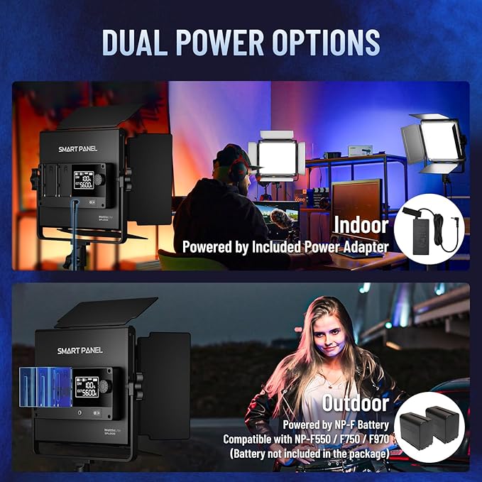 Mettlelite SPL210B Bi Color LED Video Light with APP Control, 3200K-5600K, CRI TLCI 96+, Dimmable Photography Studio Lighting with U Bracket, Barndoor and Carrying case, for Photography/Video/Stream