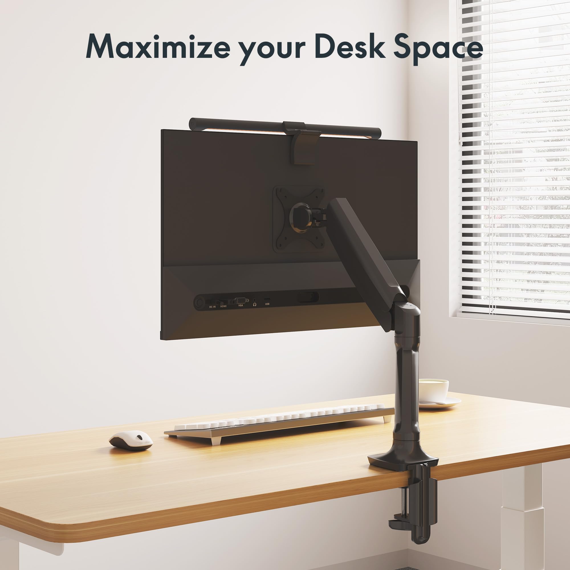 FlexiSpot Single Monitor Stand - Adjustable Spring VESA Mount with C Clamp for 17 to 30 Inch Computer Screens - Heavy Duty Monitor Arm Holds up to 3.3 to 11lbs
