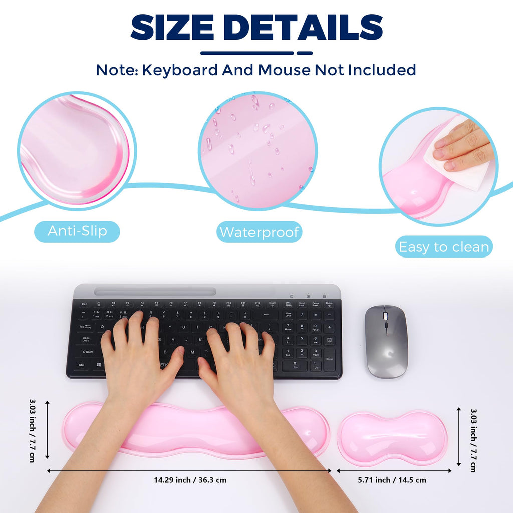 ABRONDA Gel Wrist Rest for Keyboard and Mouse, Wrist Rest for Keyboard, Mouse Wrist Support, Pain Relief, Cool Touch, Non-Skid, Keyboard and Mouse Wrist pad Set
