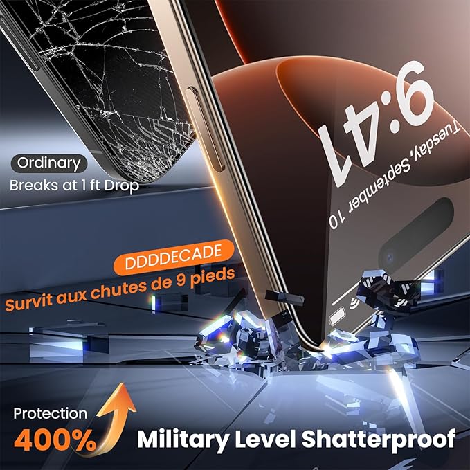 Screen Protector for iPhone 15 Pro Max Military Grade Tempered Glass Auto-Alignment OneTouch Kit Cell Phone Accessories Bubble Free Case Friendly Auto Dust-Removal Easy Install [1 Pack]