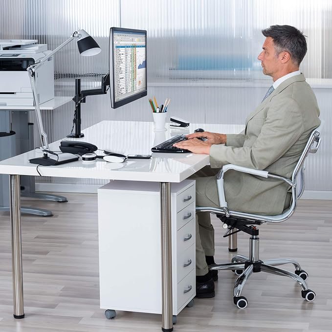 Mount-It! Single Monitor Arm Mount | Desk Stand | Full Motion Height Adjustable Articulating Gas Spring Arm | Fits 19 21 24 27 29 30 32 Inch VESA Compatible Computer Screen | C-Clamp and Grommet Base