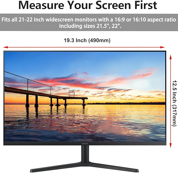 2 Pack Computer Privacy Screen Shield Compatible for 21.5/22 Inch 16:9 Widescreen Desktop Monitor - Anti Glare & Blue Light Filter - Hanging Design for Easy On/Off