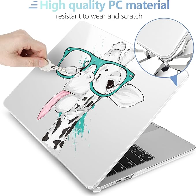 MEEgoodo for M4/M3/M2 MacBook Air 15.3 inch Case 2025 2024 2023, Case Fit Model (A3241/A3114/A2941) for MacBook Air 15 inch, Laptop Hard Shell with Keyboard Cover, Funny Giraffe