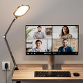 Video Conference Light for Computer, Dimmable Camera Lighting for Video Recording, Meeting, Laptop & Webcam, 15W Ring Light with C- Clamp,Swing Arm, Remote, Memory & Timer CRI >95
