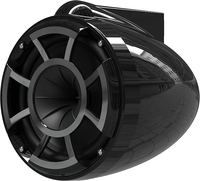 wet sounds Rev 8 Black V2 Revolution Series 8" Black Tower Speakers w/Swivel Clamp Base Mount
