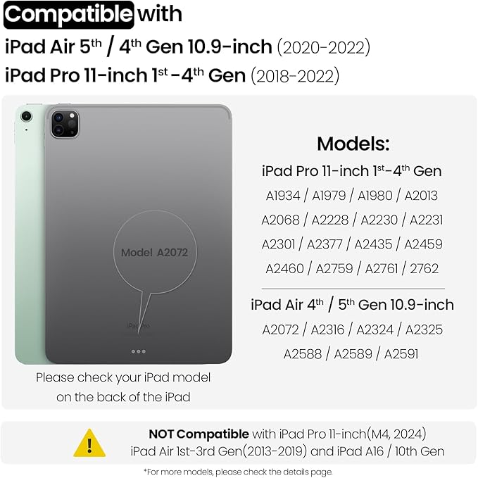 Nillkin iPad Pro 11(1st/2nd/3rd/4th Gen) & iPad Air 5th/4th Generation Case with Keyboard, Magic Trackpad, Rugged Case with Detachable Keyboard, 7 Backlight Colors, Portrait/Landscape Modes, Gray