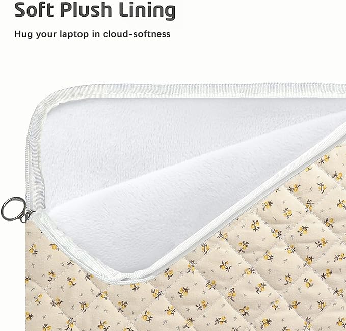 Puffy Laptop Sleeve 13-15.6 Inch Cute Quilted Laptop Protective Case Padded Floral Computer Sleeve for MacBook (A-Yellow, 11 Inch)