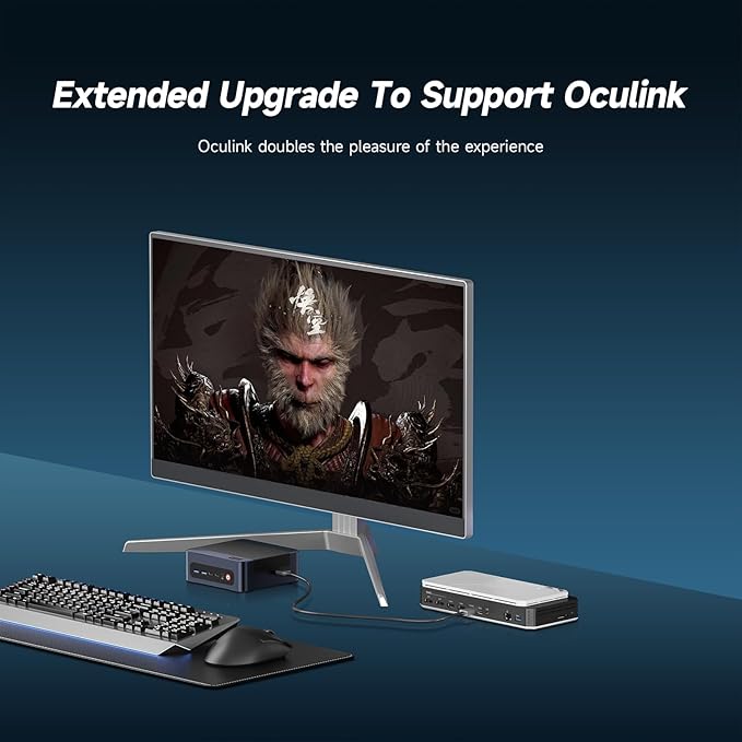 Reatan A8 Mini PC AMD Ryzen 7 8745H 32GB RAM DDR5 1TB SSD (3 Year After-Sale Support) 8C/16T，up to 8K Quad-Screen Displays, WiFi 6E, OCuLink Mini Computers for Gaming Home Theater Office Business