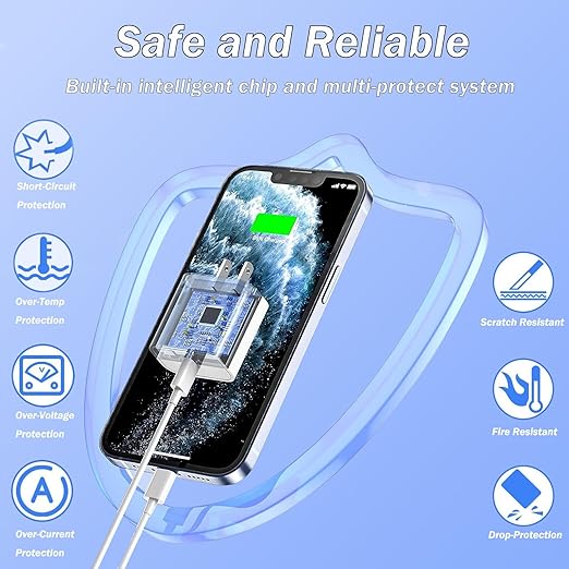 iPhone Fast Charger, [Apple MFi Certified] 2 Pack PD USB C Wall Charger Block Plug with 10FT Extra Long Type C to Lightning Fast Charging Data Sync Cable for iPhone 14 13 12 11 XR X 8 iPad and More