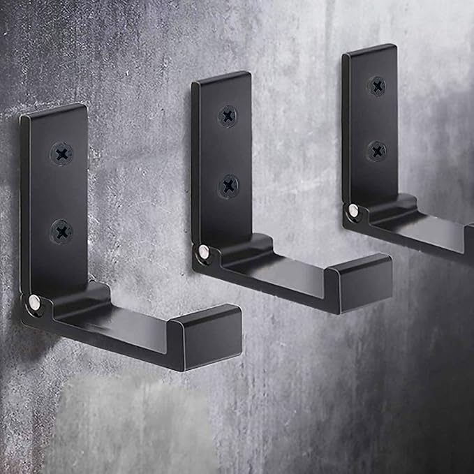Folding Coat Hooks, Foldable Wall Hooks for Hanging Aluminum Alloy Cloth Hanger Coat Hanger Headphones Holder Headset Wall Hanger Hook- Pack of 6 (Black)