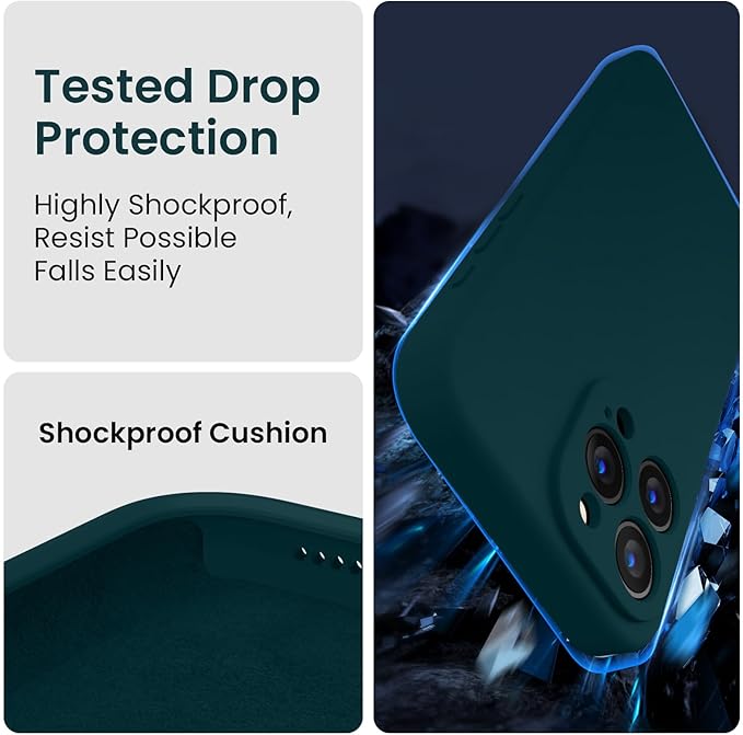 FireNova Designed for iPhone 15 Pro Case, Silicone Upgraded [Camera Protection] Phone Case with [2 Screen Protectors], Soft Anti-Scratch Microfiber Lining Inside, 6.1 inch, Teal