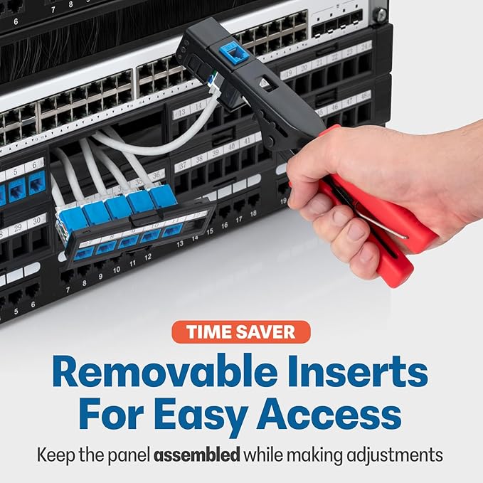Everest 48 Port Keystone Patch Panel (4-Pack) - Removable 6-Port Panels - Use with Slim Profile Keystones ONLY (Wider Jacks May not fit Side by Side) - 16 Blank Keystone Jack Inserts Included