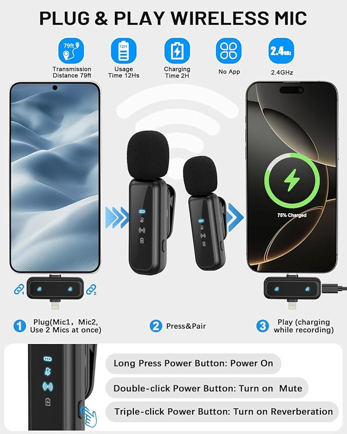 Vlogging Kit for iPhone/Android, 71" Selfie Stick Tripod for iPhone with Light, Wireless Remote & Microphone, Adjustable Phone Tripod for TikTok/YouTube Starter Content Creator Essentials Kit