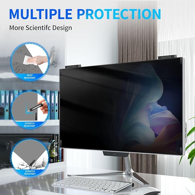 Magnetic Monitor Privacy Screen 27 inch, 9H Hanging Privacy Screen for Computer Monitor for 16:9 Frameless Monitor, Acrylic Eye Protection Anti Glare Blue Light Computer Screen Privacy Filter