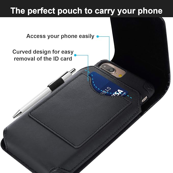 BECPLT Phone Holster for Apple iPhone 17 Pro 16/15/14/13/12/11 Pro Leather Belt Case,Swivel Clip Pouch Holster Belt Clip Case for Galaxy S25 S24 S23 S22 S21 Google Pixel 5 4a 5G 4 LG -Black