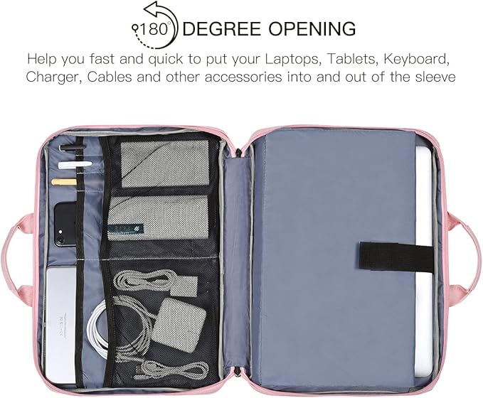 15.6 Inch Laptop Sleeve TSA Case for Women Ladies Bag for Macbook Pro 16" M4 M3 M2 M1, Lenovo Ideapad 15.6", HP Envy/Victus 15.6, Dell Inspiron 15, Acer Aspire/Nitro 15, ASUS MSI Macbook 15 Case, Pink