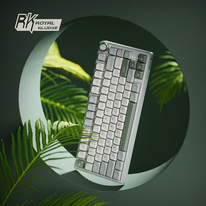 RK ROYAL KLUDGE R75 Mechanical Keyboard Wired with Volume Knob, 75% Keyboard Gasket Mounted, Hot Swappable, Creamy Sound, MDA Profile, PBT Keycaps