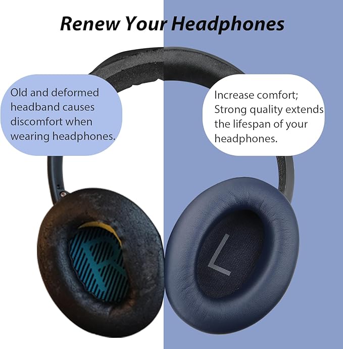 Protein Leather Headband Pad Compatible with Bose QC45 QC35 QC35 II Headphones (Dark Gray)