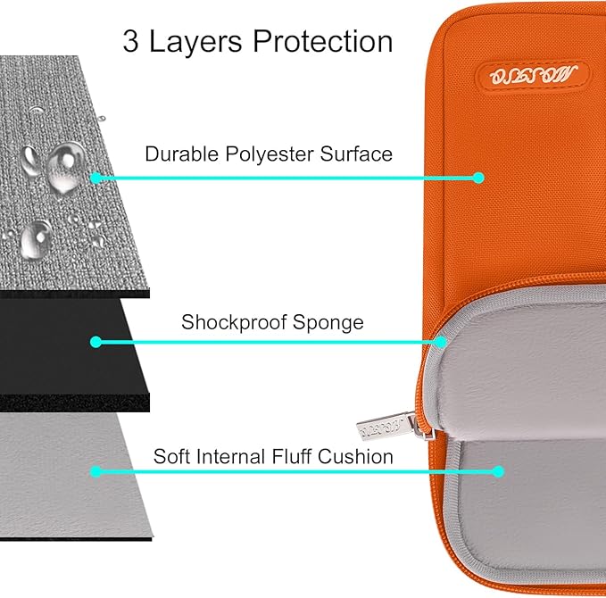 MOSISO Laptop Case 13 inch, 13 inch Laptop Sleeve Compatible with MacBook Air M4 M3 M2 M1 2025-2018 / Pro M2 M1 2025-2016, Polyester Vertical Computer Sleeve Bag with Pocket, Orange