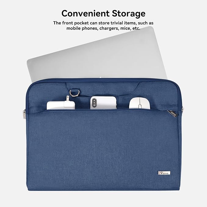 Voova Laptop Bag 15.6 Inch, Waterproof Computer Sleeve Carrying Case with Shoulder Straps & Handle Compatible with Macbook Air 15 M2/M3/M4, MacBook Pro 15/16, 15-16 Inch Hp Dell Lenovo Asus, Blue