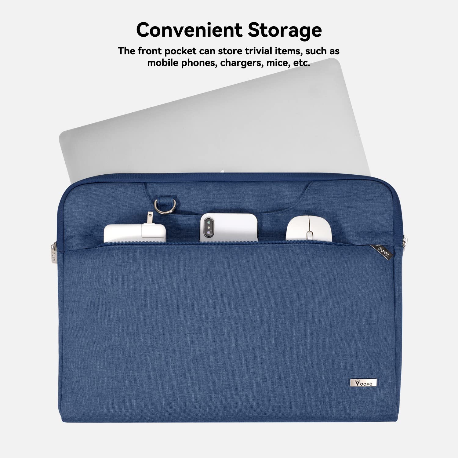 Voova Laptop Bag 15.6 Inch, Waterproof Computer Sleeve Carrying Case with Shoulder Straps & Handle Compatible with Macbook Air 15 M2/M3/M4, MacBook Pro 15/16, 15-16 Inch Hp Dell Lenovo Asus, Blue