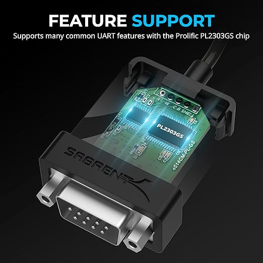SABRENT USB-C to DB9 Serial RS-232 Adapter Cable 6FT, Prolific PL2303GS Chipset, USB 2.0, 1bps-12Mbps Baud Rate, for POS Terminals, Modems, GPS, Industrial Devices (CB-D9C6)