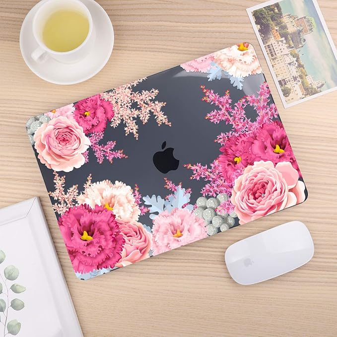 CISSOOK Floral Case Cover for MacBook Pro 13 Inch 2025-2020 Release A2338 A2289 A2251, Plastic Hard Shell Case with Keyboard Cover for MacBook Pro 13 M1 M2, Gorgeous Flowers