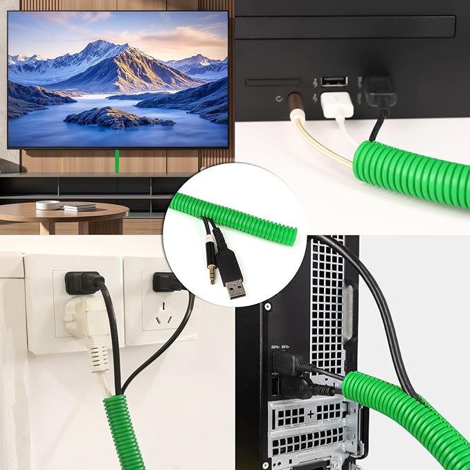 Split Wire Loom Tubing,10,25ft Cord Protectors from Pets No Chew, Flexible Wire Covers Cord Protectors, Protective Split Cable Sleeve for Automotive Home Industrial Wires(Green, 0.98inch-25ft)
