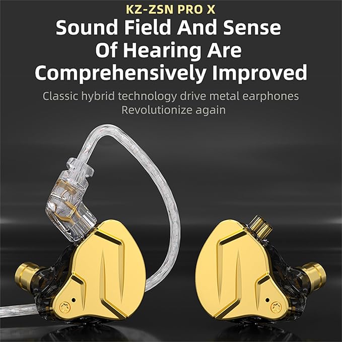 KZ ZSN PRO X Gaming Earbuds in Ear Monitor Headphones, High Fidelity IEMS Earphones, Hybrid Dual Driver Wired Earbuds with 1BA 1DD Detachable Tangle-Free Cable for Computer Tablet (Black, with Mic)