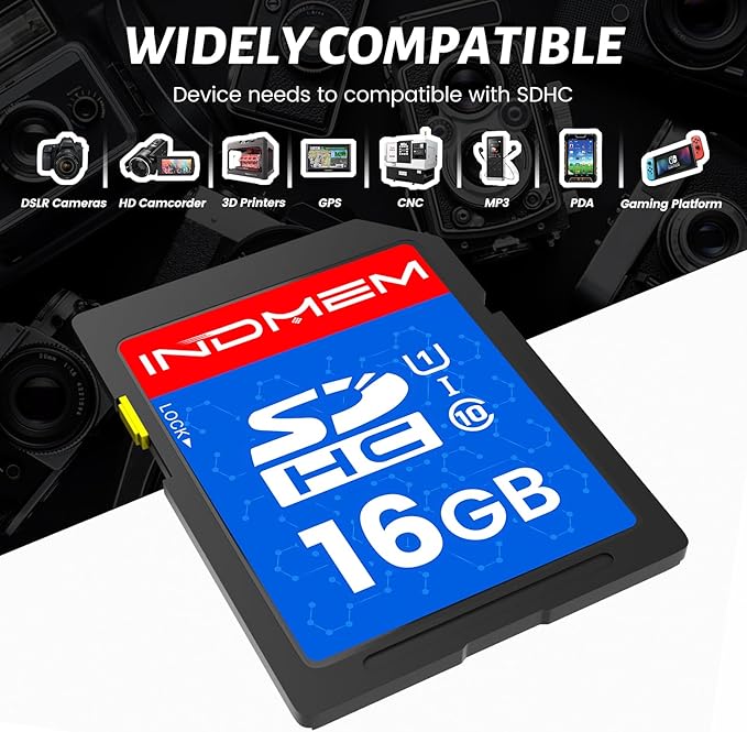 INDMEM SD Card 16GB, 8 Packs Class 10 16GB Flash Memory Card MLC Standard Secure Digital Cards Camera Card