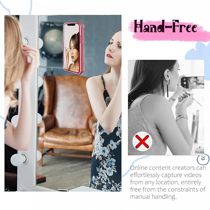 Silicone Suction Phone Case Mount, Non Slip Sticky Phone Grip for Cellphone, Silicon Adhesive Suction Cup Phone Mount, Strong Grip Holder for Selfies and Videos (Translucent)