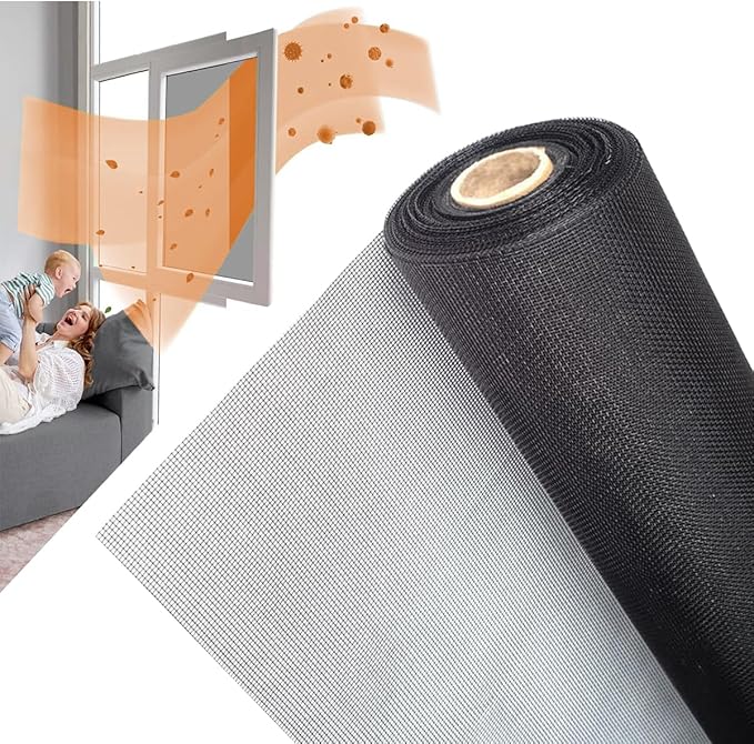 36inch*50ft Window Screens Roll, Replacement Repair Screens Mesh, Cuttable Fiberglass Screens Door Netting, DIY Screening Mesh Netting for Windows, Door, Pool, Porch,Patio -Black