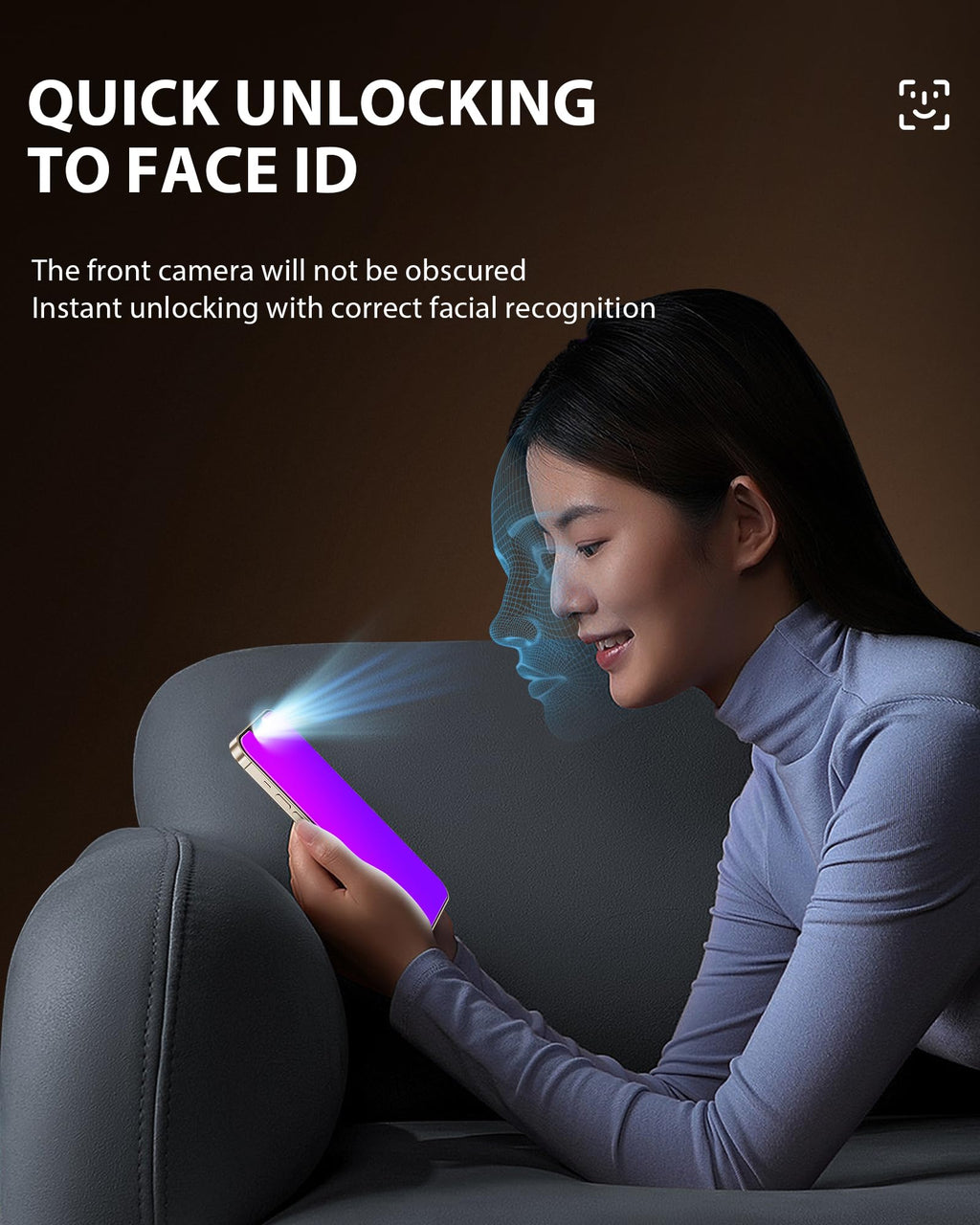 PDDKISS Compatible for iPhone 12 Pro Max Privacy Screen Protector 6.7 Inch, Purple Gradient Colorful Anti Spy Anti Blue Light HD Screen Protector Tempered Glass Easy Installation