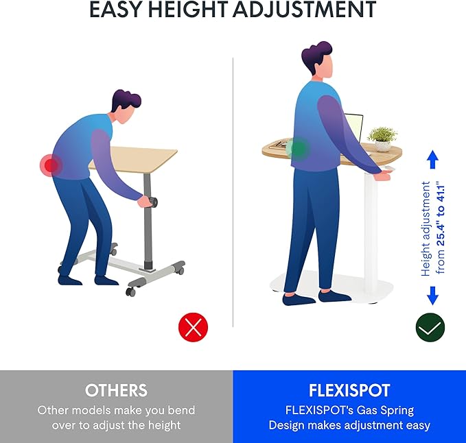 FLEXISPOT Adjustable C Table with Wheels, Mobile Snack Side End Table Sofa Couch Bedside Table Laptop Cart TV Tray Night Stand Small Space Side Table(23.6" W x 13.8" D,Maple)