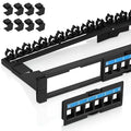 Everest 24 Port Keystone Patch Panel (2-Pack) - Removable 6-Port Panels - Use with Slim Profile Keystones ONLY (Wider Jacks May not fit Side by Side) - with Adjustable Rear Cable Management Bar