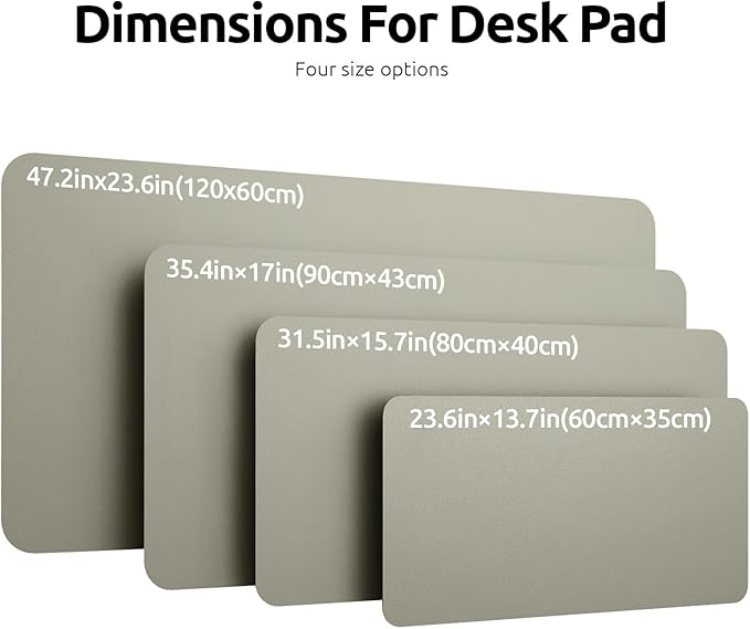 YSAGi Leather Desk Protector, Office Mat, Large Mouse Mat, Non-Slip PU Leather Blotter, Laptop Pad, Waterproof Writing Pad for Office and Home (Sage Green, 35.4" x 17")
