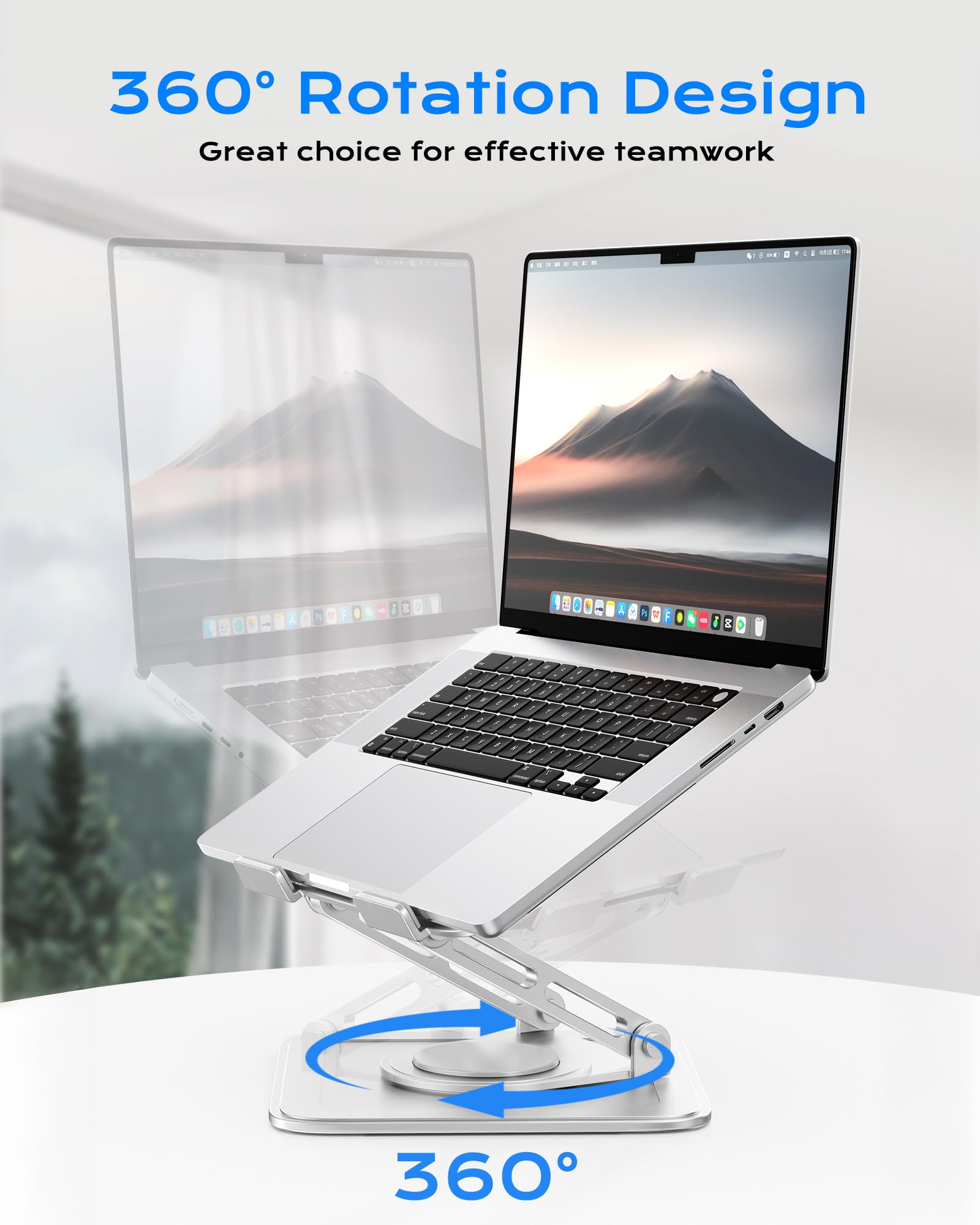 LOXP Adjustable Laptop Stand, Computer Stand with 360 Rotating Base