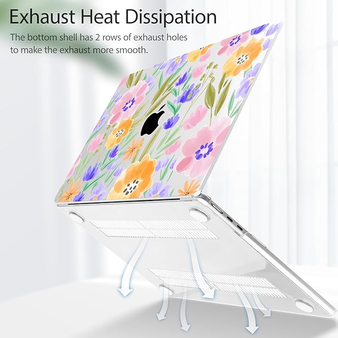 May Chen for MacBook Air 13.6 inch Case A3240 M4 A3113 M3 A2681 M2 with Retina Dispaly, 2025 2024 2023 2022 Release, Plastic Hard Shell Case with Screen Protector & Keyboard Cover, Flower S918