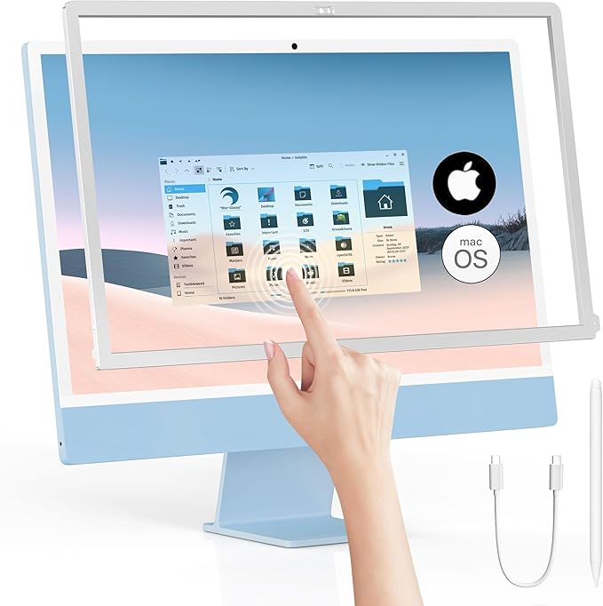 Keenhot Trackpad Touchscreen Frame for iMac, High-Precision Touchpad Support Multi-Gesture, Ultra Slim Touch Screen Activator for 24-inch iMac M1, M3, M4(Stylus Pen Included)
