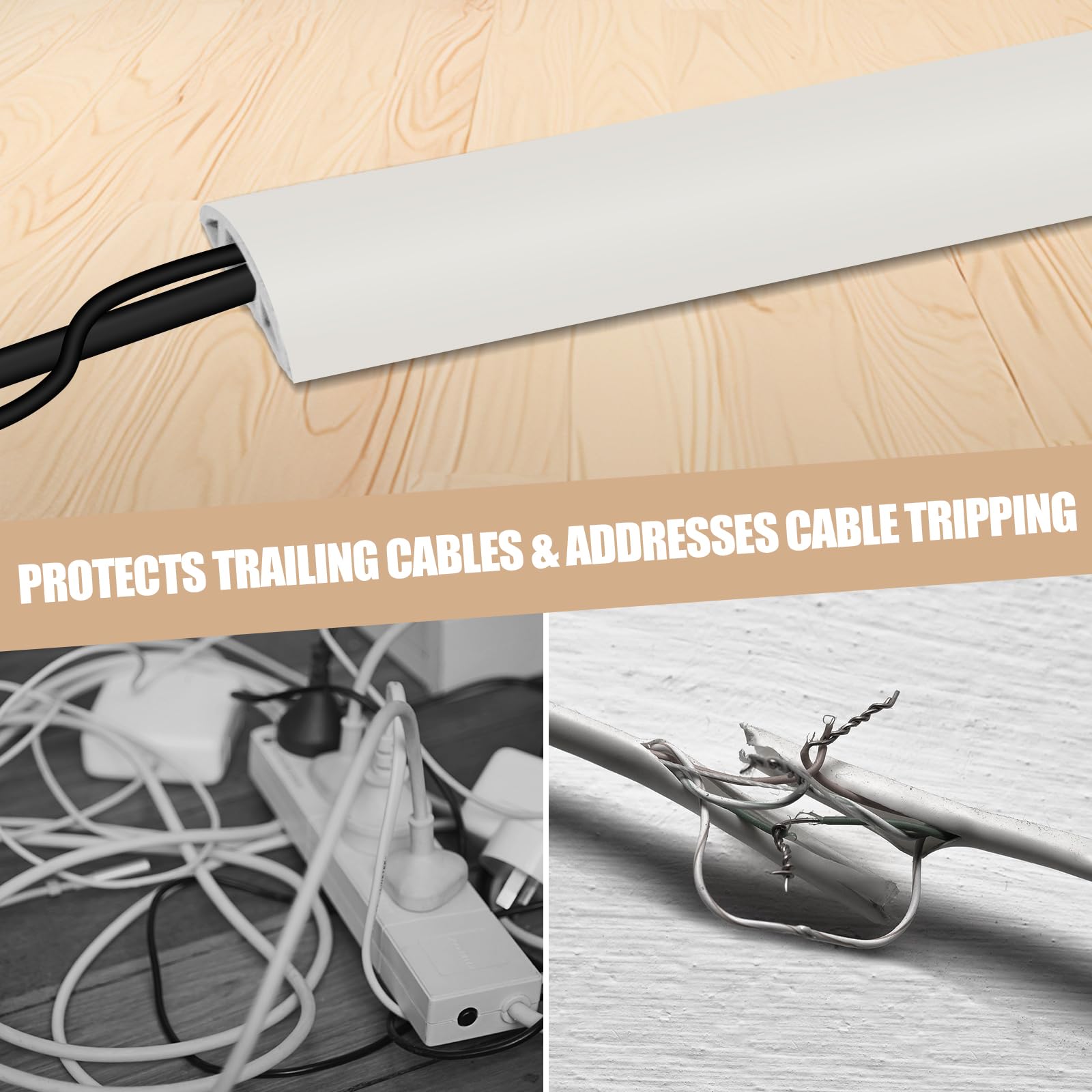 Floor Cord Cover Cable Cavity Self Adhesive Cord Hider Floor 10FT Floor Cable Management Power Cord Protector Floor Electric Cord Covers for Offices, Gym, Exhibitions (Beige, 1.18" x 20')