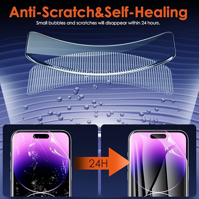 [3 Pack] Hydrogel Film Screen Protector for iPhone 14 Pro/iPhone 14 (6.1 inch), Soft TPU Transparent Protective Screen Protector Film (Not Tempered Glass)